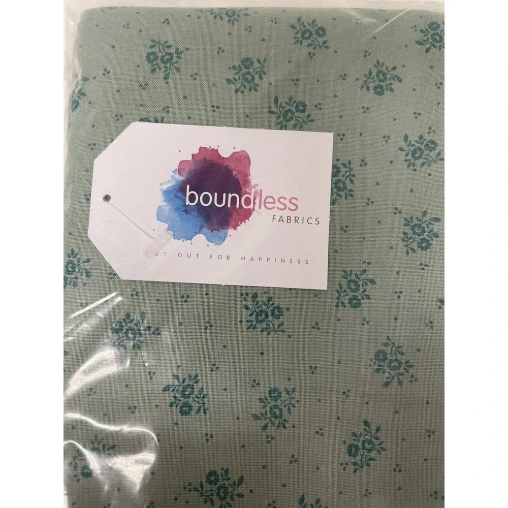 Boundless Fabrics Sm Green Floral Cotton  Quilting Quilt Back Crafts‎ 4 yds